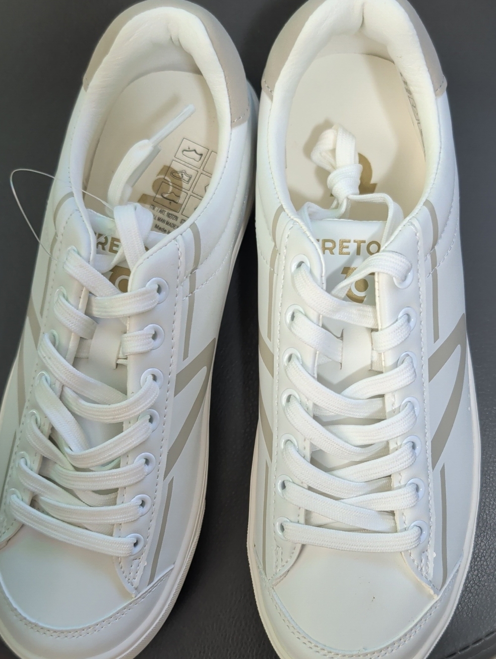 White Low-Top Sneakers with Light Gray Accents